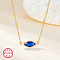 S925 Sterling Silver Cubic Zirconia Horse Eye Pendant Necklace, Elegant and Versatile for Women, Golden, Blue, 15.75 inch(40cm)