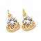 Brass Micro Pave Cubic Zirconia Pendants, Cadmium Free & Nickel Free & Lead Free, with Jump Ring, Heart Charm with word Love, Real 18K Gold Plated, 13x10x4mm, Hole: 3mm