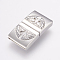 Tarnish Resistant 304 Stainless Steel Magnetic Clasps with Glue-in Ends, Smooth Surface, Rectangle with Angel, Stainless Steel Color, 29.5x17x5.5mm, Hole: 3x15mm