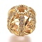 Brass Micro Pave Clear Cubic Zirconia Beads, Hollow Round, Golden, 12.5mm, Hole: 3.5mm