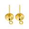 304 Stainless Steel Stud Earring Findings, for Half Drilled Beads, Real 18K Gold Plated, 7.5x5mm, Hole: 1mm, Pin: 12x0.8mm