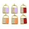 Brass Micro Pave Clear Cubic Zirconia Pendants, Cadmium Free & Nickel Free & Lead Free, with Enamel, Real 18K Gold Plated, Lock Charm, Mixed Color, 24x15x2mm, Hole: 1.8mm