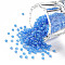 12/0 Grade A Round Glass Seed Beads, Transparent Frosted Style, AB Color Plated, Dodger Blue, 2x1.5mm, Hole: 0.8mm, about 30000pcs/bag
