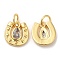 Brass with Cubic Zirconia Pendants, Long-Lasting Plated, Lead Free & Cadmium Free, Stirrup Charm, Real 18K Gold Plated, 10x10x2mm