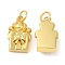 Rack Plating Brass Pendants,  with Jump Ring, Lead Free & Cadmium Free, Long-Lasting Plated, Gift Box Charm, Real 18K Gold Plated, 15.5x9x5mm, Hole: 3.5mm