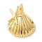 Brass Pendants, Shell Shape, with Jump Ring, Real 18K Gold Plated, 25x21x6mm, Hole: 3.4mm