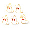 Light Gold Plated Alloy Enamel Pendants, Rabbit with Pearl, Red, 17x13x1.5mm, Hole: 1.8mm