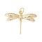 Brass Micro Pave Cubic Zirconia Pendants, Cadmium Free & Lead Free, with Jump Ring, Real 18K Gold Plated, Dragonfly, 19x25x4.5mm, Hole: 3.5mm