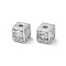 Brass Micro Pave Clear Cubic Zirconia Beads, Cadmium Free & Nickel Free & Lead Free, Cube, Platinum, 5x5x5mm, Hole: 1mm