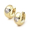 Rack Plating Brass Cuff Earrings, Clear Cubic Zirconia Non Piercing Earrings, Long-Lasting Plated, Lead Free & Cadmium Free, Real 18K Gold Plated, 15x15.5x7.5mm