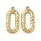 304 Stainless Steel Pendants, Textured, Oval Charm, Real 18K Gold Plated, 22.5x10.5x2mm, Hole: 1.2mm