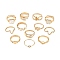 Crystal Rhinestone Finger Ring, Ion Plating(IP) 304 Stainless Steel Jewelry for Women, Mixed Shape, Golden, US Size 5~9(16.1~18.9mm)