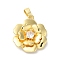 Rack Plating Brass Micro Pave Clear Cubic Zirconia Pendants, Long-Lasting Plated, Lead Free & Cadmium Free, Flower, Golden, 22x19x5mm, Hole: 4.5x2.5mm