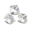 Glass Rhinestone Cabochons, Pointed Back & Back Plated, Faceted, Square, Light Sapphire, 4x4x2mm