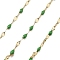 Ion Plating(IP) 304 Stainless Steel Dapped Chains, with Enamel, Soldered, with Spool, Green, 11x2~2.5x2~2.5mm, about 32.81 Feet(10m)/Roll