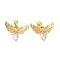 Brass Micro Pave Cubic Zirconia Pendants, Cadmium Free & Lead Free, Heart & Wing, Real 18K Gold Plated, Clear, 17x20x3mm, Hole: 5x2.5mm