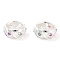 Brass Micro Pave Clear Cubic Zirconia Beads, Cadmium Free & Nickel Free & Lead Free, Flat Round, 925 Sterling Silver Plated, 9x3.5mm, Hole: 1mm