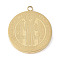 304 Stainless Steel Pendants, Ion Plating(IP), Flat Round with Cssml Ndsmd Cross God Father/Saint Benedict, Golden, 20.5x18x2mm, Hole: 1.5mm