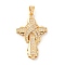 Brass Micro Pave Cubic Zirconia Pendants, Long-Lasting Plated, Cross, Golden, 38.5x24.5x6.5mm, Hole: 6x4mm
