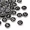 Alloy Enamel Charms, Cadmium Free & Lead Free, Enamelled Sequins, Flat Round, Random Mixed Letters, Platinum, Black, 14x12x2mm, Hole: 1.5mm