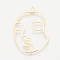 Brass Pendants, Face, Nickel Free, Real 18K Gold Plated, 46.5x29x1mm, Hole: 2mm