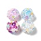 Luminous Resin Flower Polymer Clay Rhinestone Beads, Pen Focal Beads, with Glass Heart & Star Cabochons, Mixed Color, 25.5x26x17mm, Hole: 1.6mm