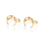 Adjustable Brass Micro Pave Cubic Zirconia Finger Rings, Long-Lasting Plated, Double Horn/Crescent Moon, Colorful, Golden, US Size 6(16.5mm)