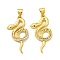 Real 18K Gold Plated Brass Pendants, Cadmium Free & Nickel Free & Lead Free, with Clear Cubic Zirconia, Snake Charms, Clear, 27x14.5x2mm, Hole: 4.5x3.5mm