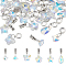 30Pcs 6 Style AB Color Plated Facted Glass Pendants, with Alloy Findings, Butterfly & Flower & Star & Teardrop & Rhombus & Fan Charms, Clear AB, 21~28mm, Hole: 4.6mm, 5Pcs/style