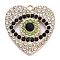 Alloy Pendants, With Rhinestone, Heart, Eye, Charms, Heart, 30.5x29.5x6.5mm, Hole: 2.5mm