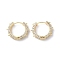 Brass Micro Pave Cubic Zirconia Hoop Earrings, Ring, Real 18K Gold Plated, 15.5x4mm