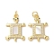 Brass Micro Pave Clear Cubic Zirconia Pendants, Cadmium Free & Lead Free, with Shell and Jump Ring, Real 18K Gold Plated, Tortoise, 22.5x15x3mm, Hole: 3mm