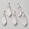 Natural Quartz Crystal Pointed Pendants, Rock Crystal Pointed Pendants, with Silver Brass Findings, Faceted, Bullet, 40x12x11mm, Hole: 7x5mm
