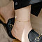 Stainless Steel Charm Anklets for Women, Real 18K Gold Plated, Star, 8.27 inch(21cm)