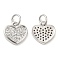 Brass with Cubic Zirconia Pendants, Long-Lasting Plated, Lead Free & Cadmium Free, Heart Charm, Platinum, 10x10x2mm