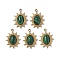 PVD Vacuum Plating 201 Stainless Steel Synthetic Malachite Pendants, Real 18K Gold Plated, Oval/Sun Charms, 18x13.5x4mm, Hole: 1.6mm