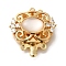 Brass Micro Pave Clear Cubic Zirconia Box Clasps with Resin, Cadmium Free & Nickel Free & Lead Free, Flower, Real 18K Gold Plated, 23x20.5x8mm, Hole: 1.2mm