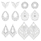 36Pcs 6 Styles Kite Round Teardrop 304 & 201 Stainless Steel Chandelier Component Links, Etched Metal Embellishments, Stainless Steel Color, 27~59.5x25~40x0.2~0.3mm, Hole: 1.2~1.8mm, 6pcs/style
