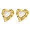 304 Stainless Steel Heart Stud Earrings, with Natural Shell, Real 14K Gold Plated, 26x25mm