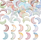 100Pcs Gradient Color Glass Pendants, with Gold Foil, Moon, Mixed Color, 16x11x3mm, Hole: 1.2mm