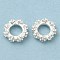 Rack Plating Brass Micro Pave Cubic Zirconia Beads, Long-Lasting Plated, Lead Free & Cadmium Free, Flat Round with Flower, Silver Color Plated, 8x3mm, Hole: 4mm