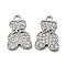 Brass Micro Pave Cubic Zirconia Pendants, Cadmium Free & Nickel Free & Lead Free, Bear, Real Platinum Plated, 13.5x9x1.5mm, Hole: 1.2mm