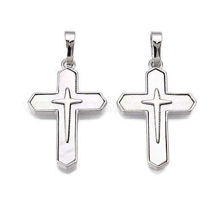 Подвески из латуни и ракушек KK-N254-209P-1