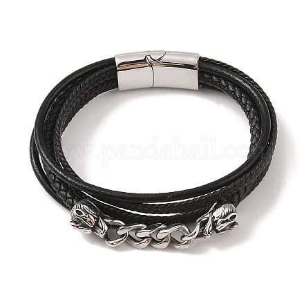 Плетеные браслеты из микрофибры и кожи BJEW-B096-21A-1