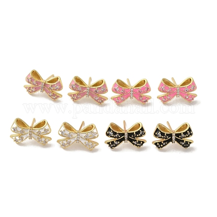 Серьги-гвоздики из латуни с бантом EJEW-R162-05G-1
