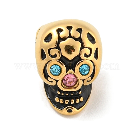 Европейские бусины из нержавеющей стали 304 со стразами STAS-U005-10G-1