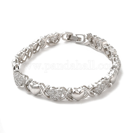Браслет-цепочка с сердечком из кубического циркония BJEW-M296-05P-1