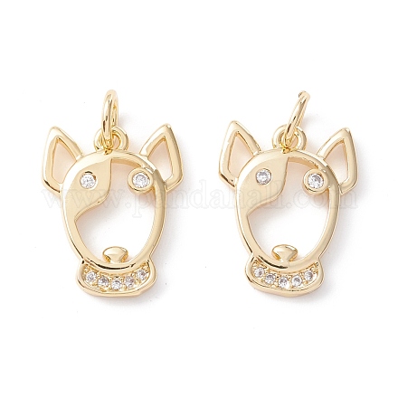 Латунные микропаве прозрачные подвески с фианитом KK-D067-18G-RS-1