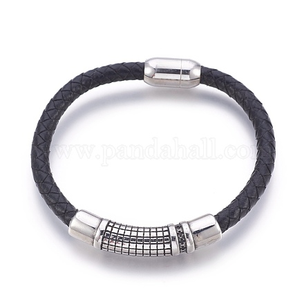 Кожаные браслеты плетеного шнура BJEW-E350-03A-1