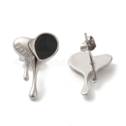 Серьги-гвоздики в форме сердца из нержавеющей стали 304 EJEW-C114-18P-01-1